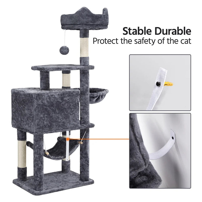 Ultimate 55" Dark Gray Cat Tree Tower - The Perfect Playground for Your Feline Friends!