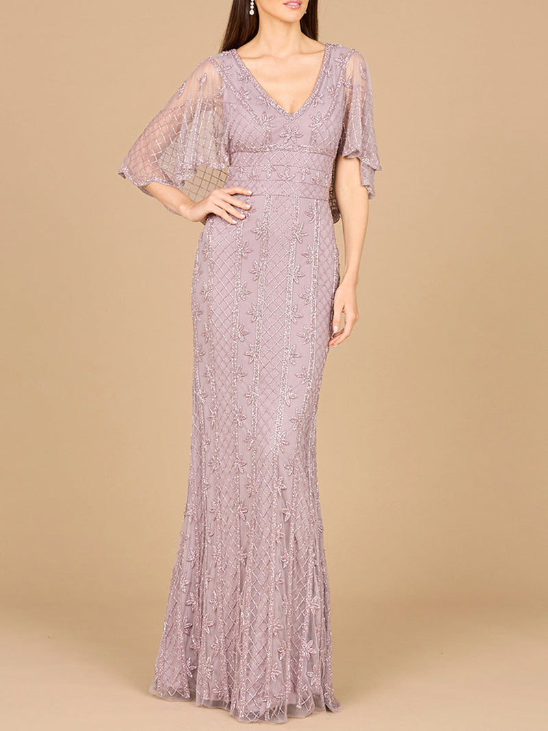 Cape Sleeve Mermaid Gown