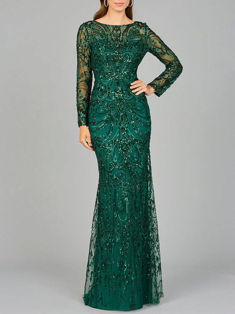 Long Sleeve Lace Gown