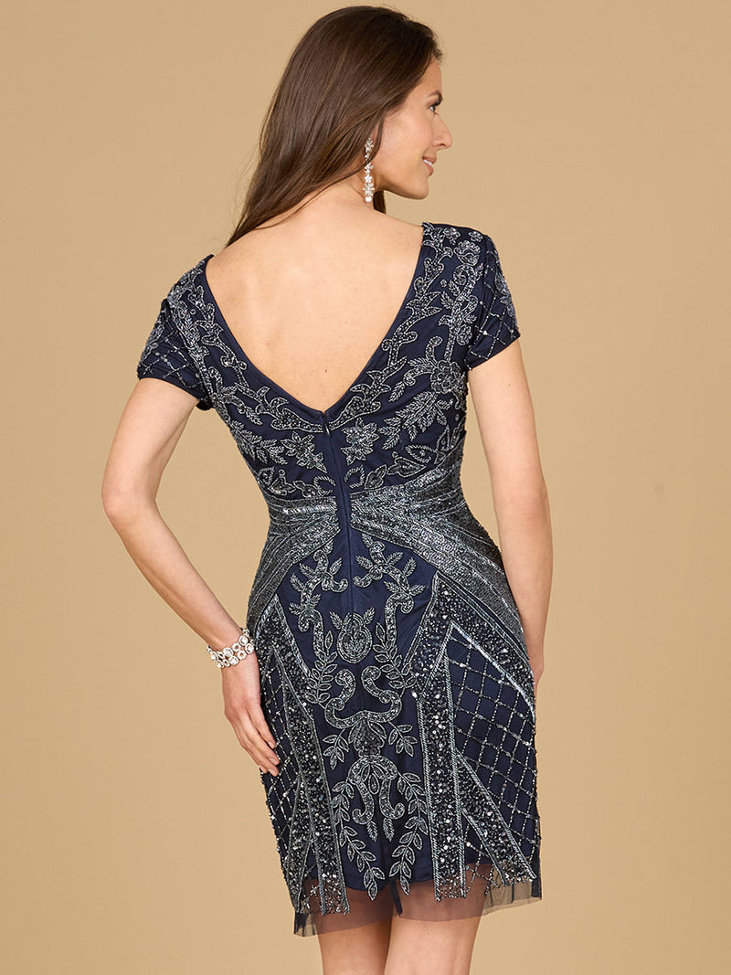 Cap Sleeve Beaded Cocktail Dress