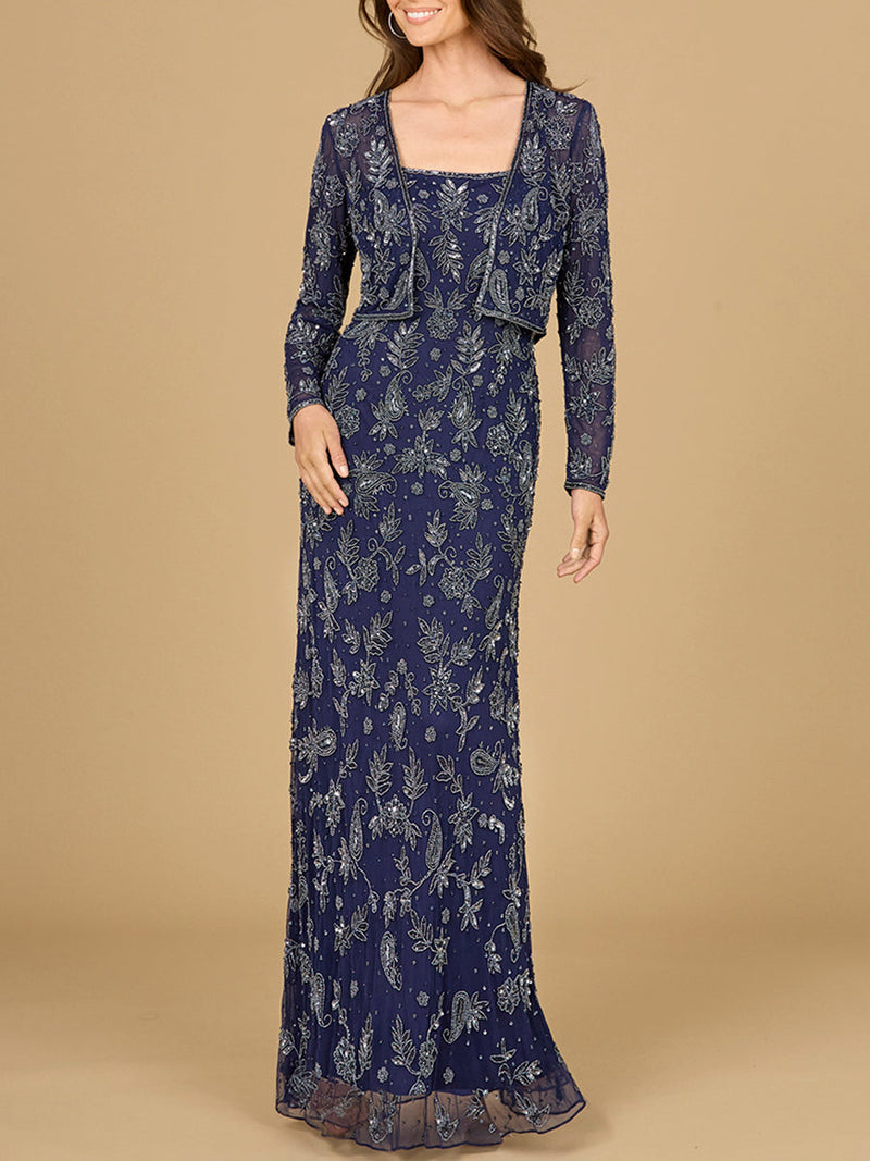 Sheath Gown with Long Sleeve Jacket