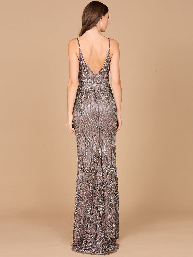 Sleeveless V-Neck Beaded Dress