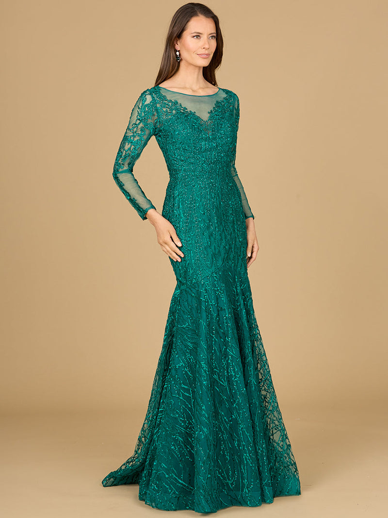 Mermaid, Long Sleeve Lace Gown