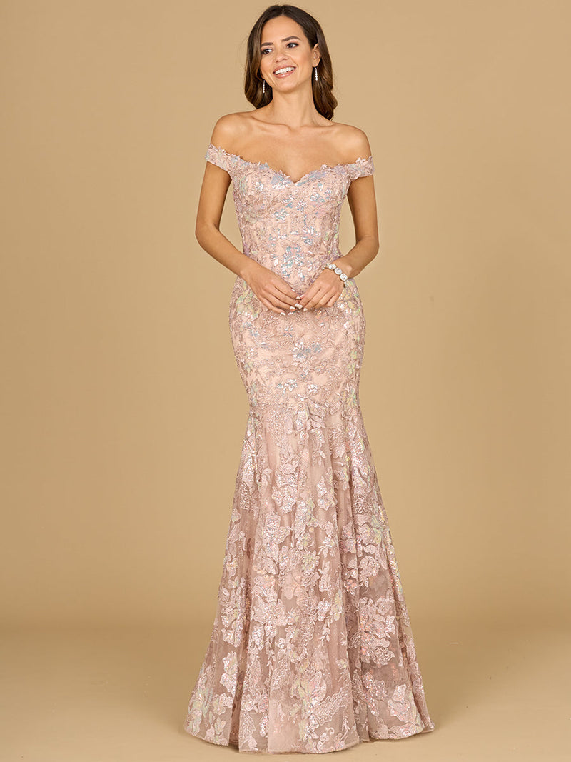 Off Shoulder Mermaid Beaded Gown