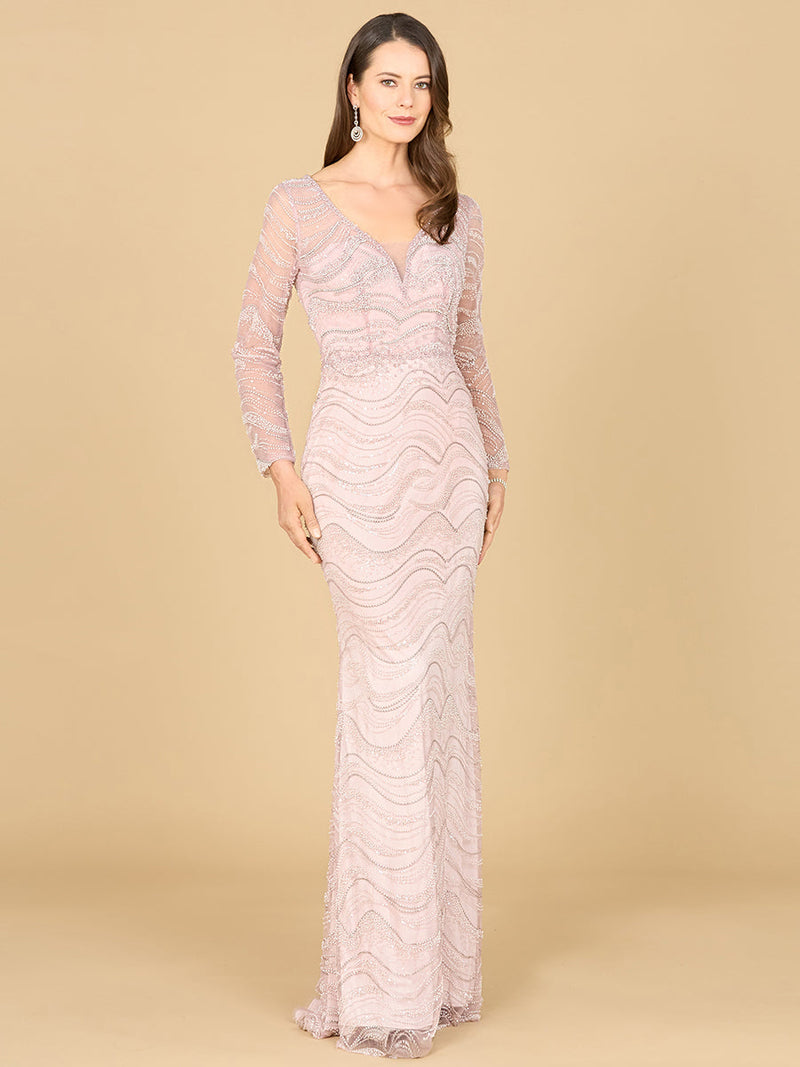 Long Sleeve Lace Fitted Gown