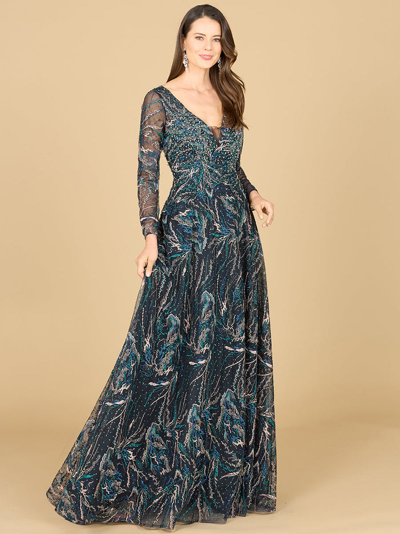 Lace Gown With Long Sleeves