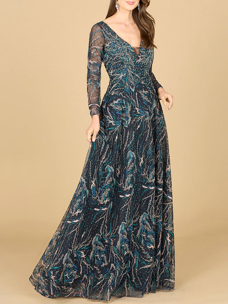 Lace Gown With Long Sleeves