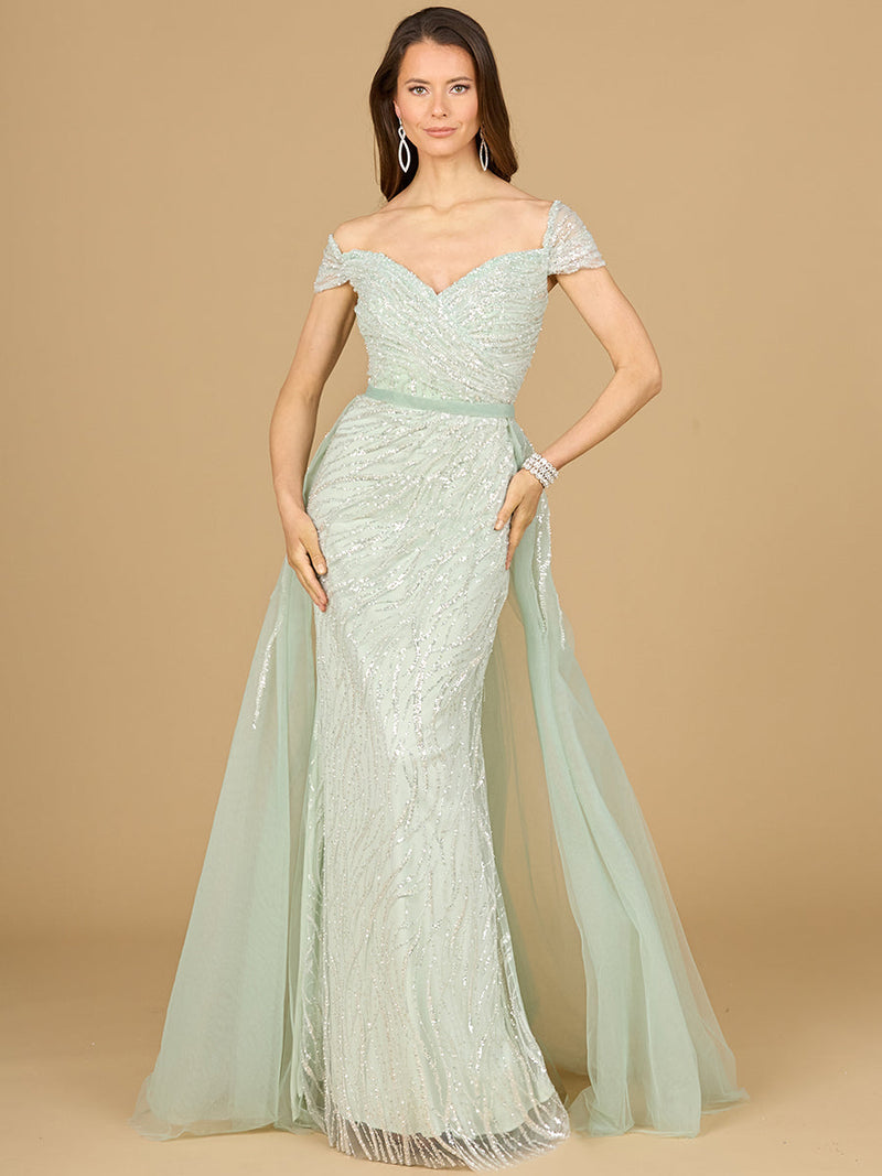 Classic Off Shoulder Overskirt Gown
