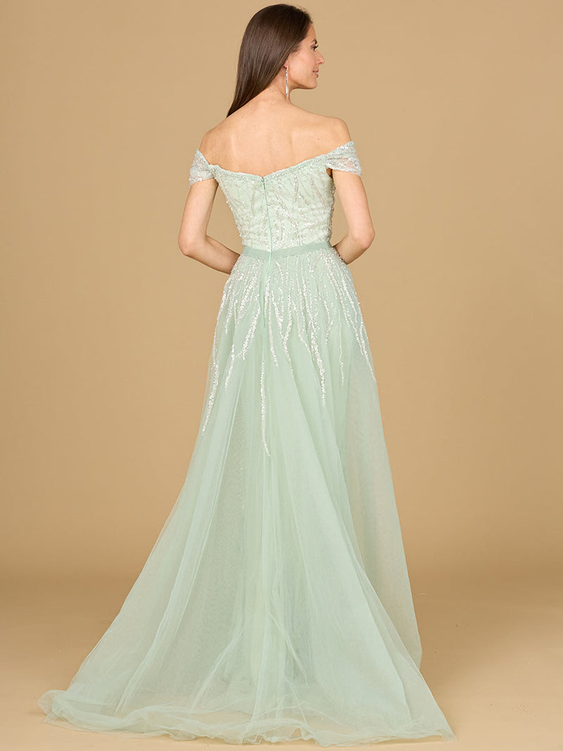 Classic Off Shoulder Overskirt Gown