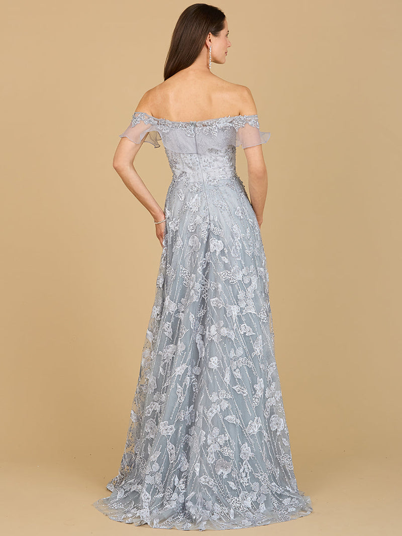 Flutter Off Shoulder Lace Gown