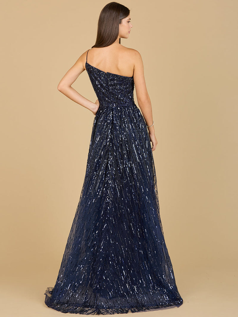 One Shoulder Navy Ball Gown