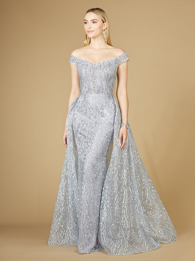 Off Shoulder Overskirt Gown