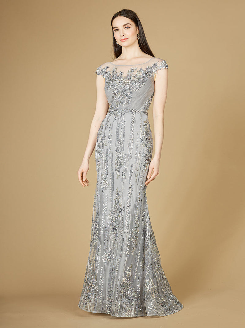 Cap Sleeve, Mermaid Lace Gown with High Neck OUTLET