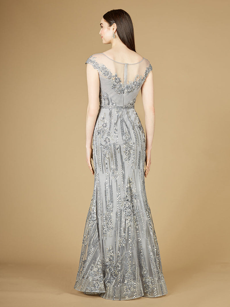Cap Sleeve, Mermaid Lace Gown with High Neck OUTLET
