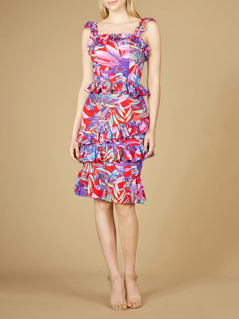 High Neck Printed Midi Dress - OUTLET