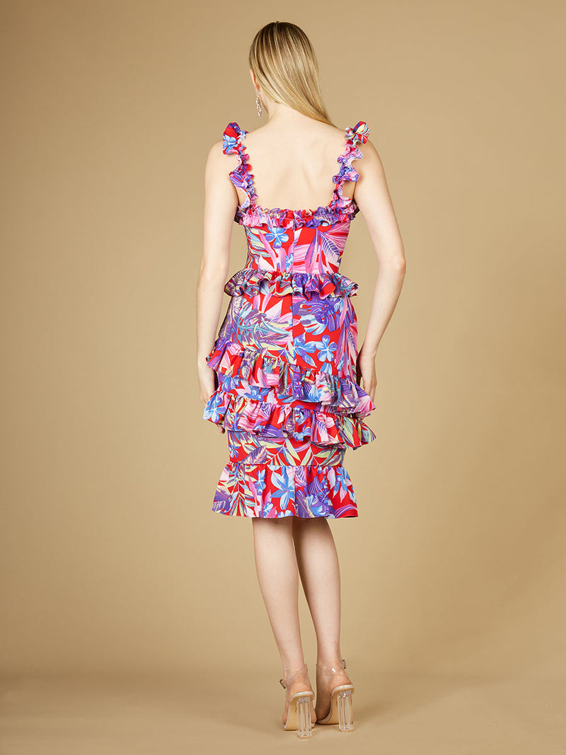 High Neck Printed Midi Dress - OUTLET