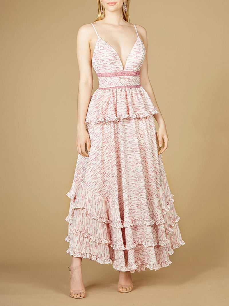 Plunging V-Neck Print Dress OUTLET