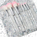 Unicorn Fan Makeup Brush Set,Crystal Sparkles Blue Blush Powder Fan Lip Eye Shadow Eyebrow Eye Blender Brush in Set