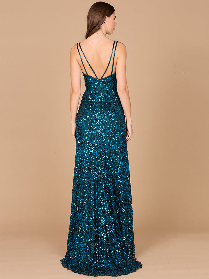 Beaded Prom Dress with High Slit