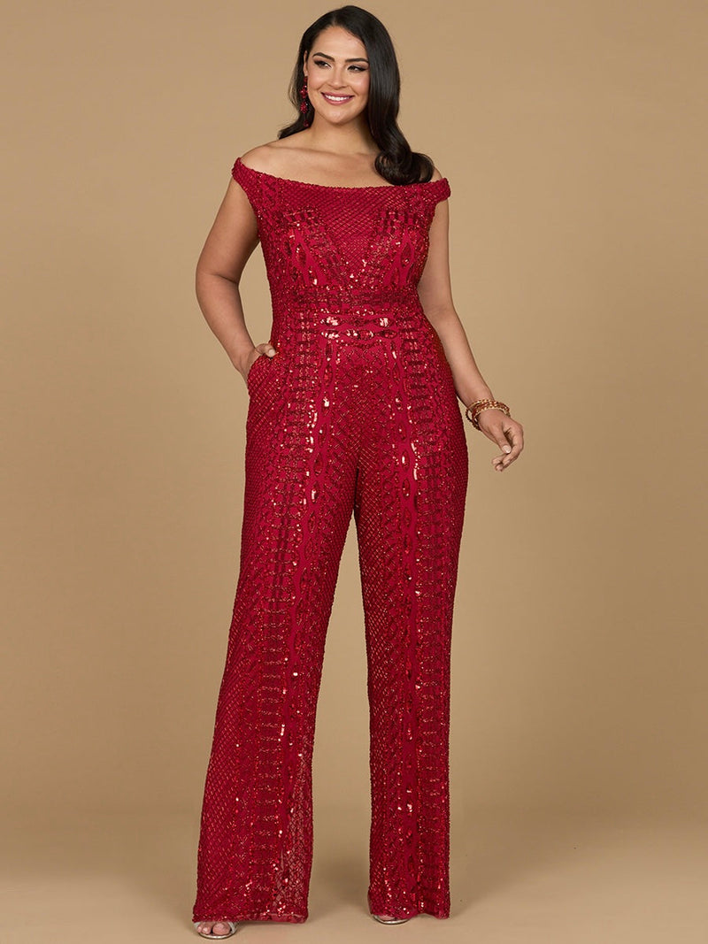 Beaded Off Shoulder Jumpsuit