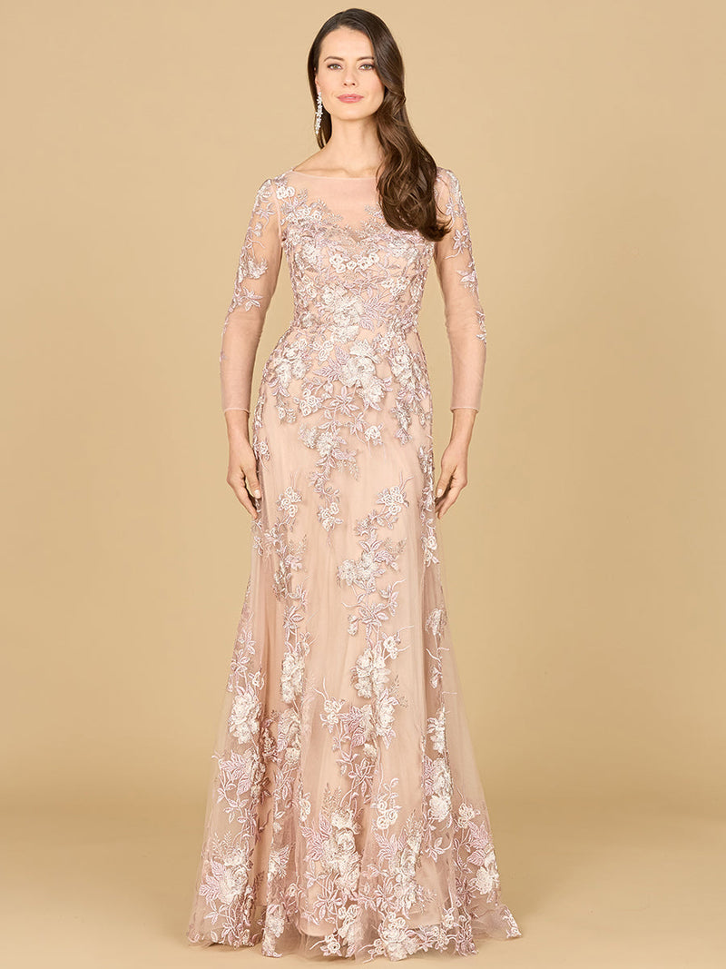 Long Sleeve Modest Lace Gown