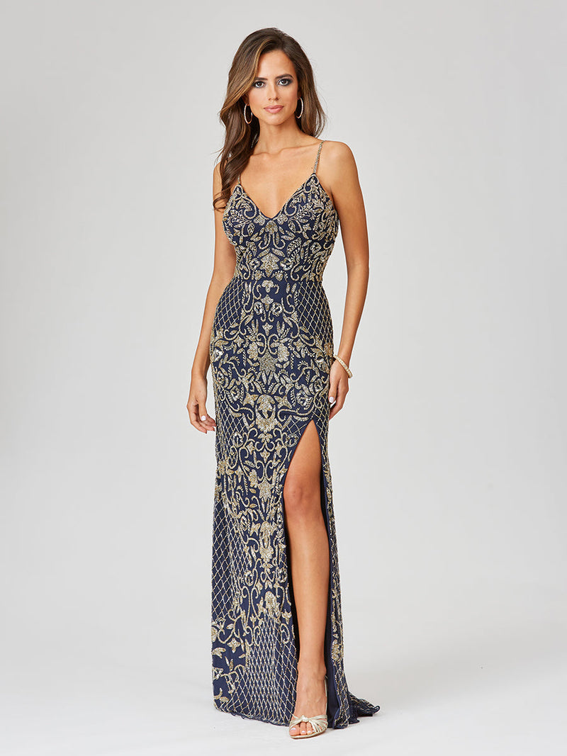 Beaded Tank Dress with Slit  - OUTLET