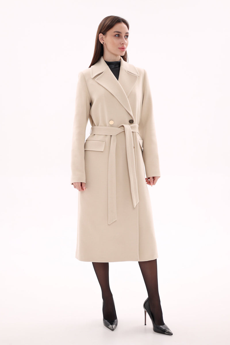 Denise Cashmere Blend Overcoat in Nude