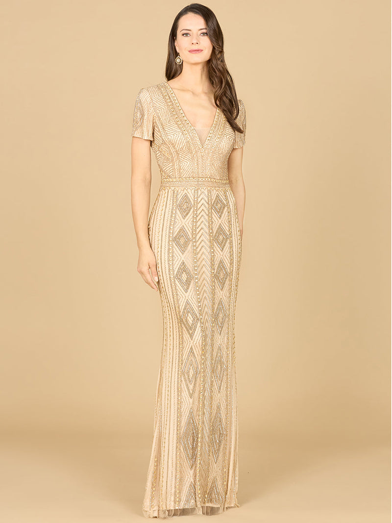 Lara 29606 - Closed Back, Cap Sleeve Dress