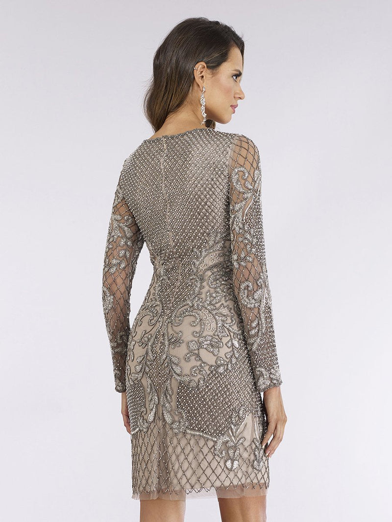 Lara 29610 - Long Sleeve Beaded Cocktail Dress