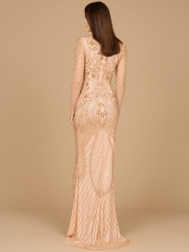 Lara 29615 - Long Sleeve Beaded Dress