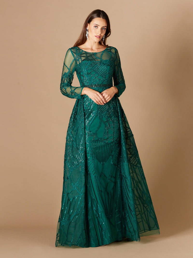 Lara 29633 - Gorgeous Overskirt Dress with Long Sleeves