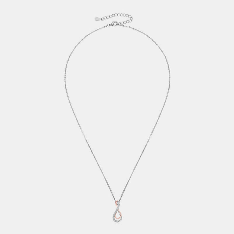 925 Sterling Silver Inlaid Moissanite Infinity Pendant Necklace