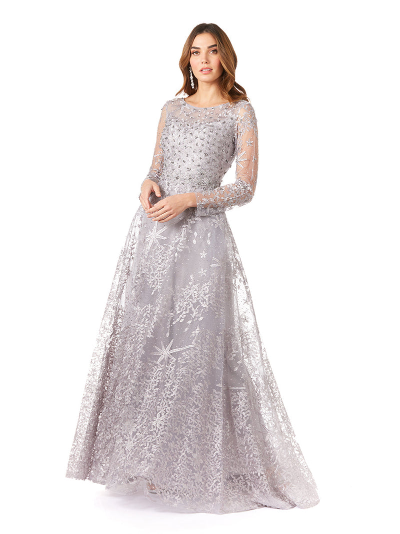 Lara 29759 - Long Sleeves Ballgown Fully Embellished