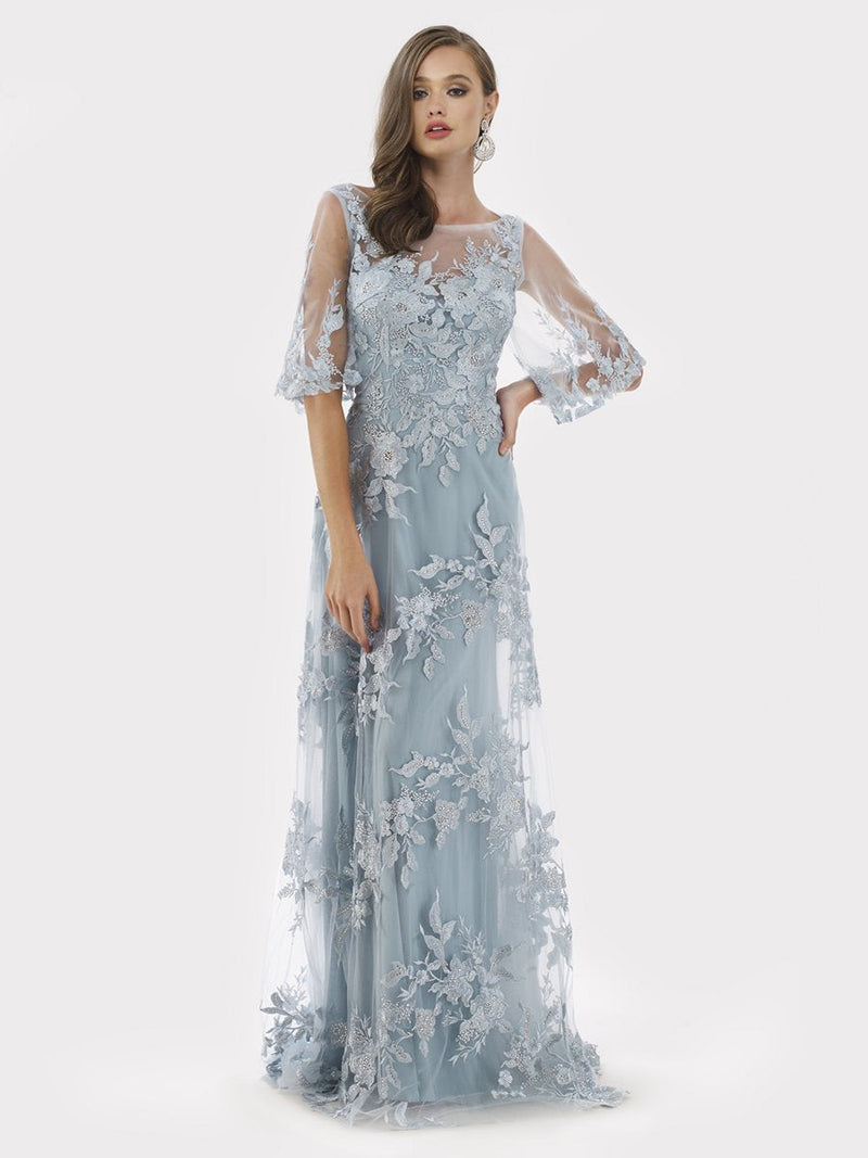 Lara 29772 - Cape Sleeves A-line Lace Gown