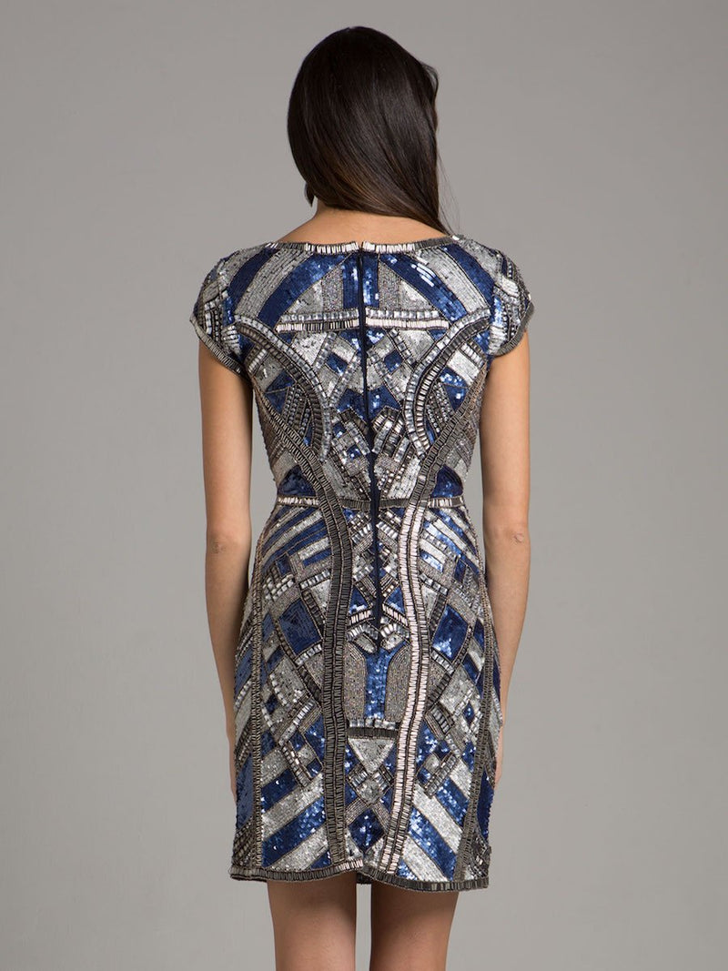 Lara 29909 - Beaded, V-neck Mini Dress