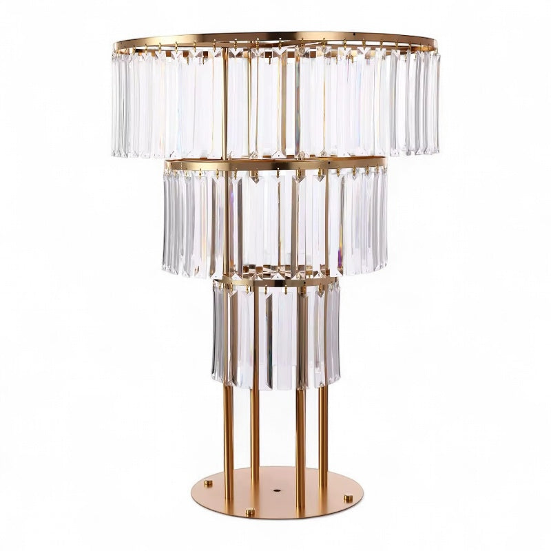 Luxe Wedding Party Centerpiece - 35 Inch Gold Crystal Stand