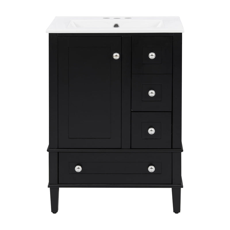 Bathroom Vanity With Integrated Basin, Soft Close Drawers, Door Mounted Double Layer Shelf