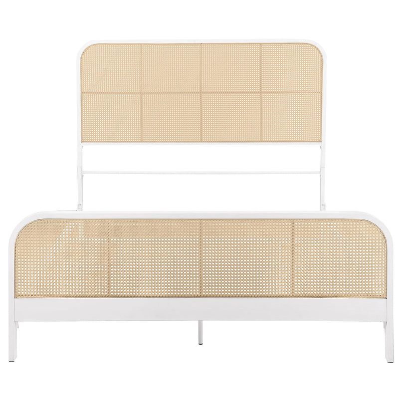 Lanewood Open Cane Webbing Metal Queen Bed White