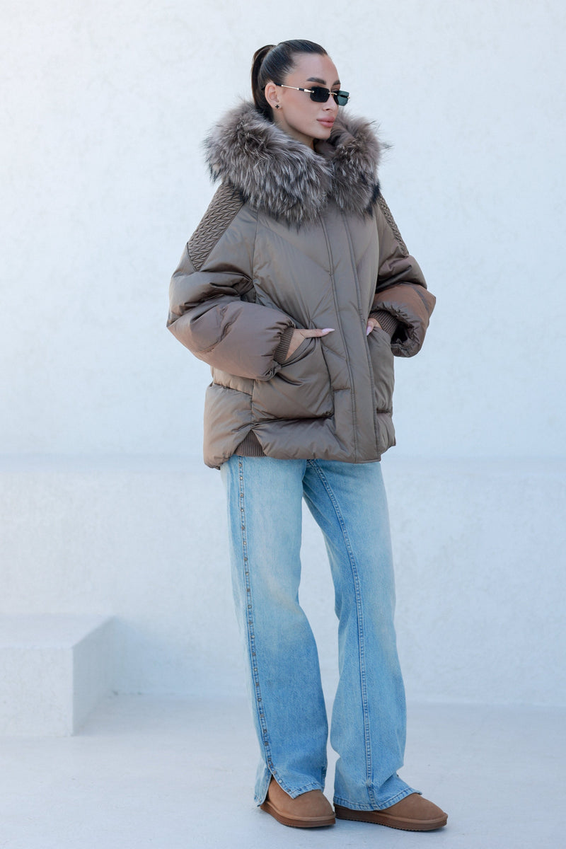 Genuine Fur Trim Down Fill Coat