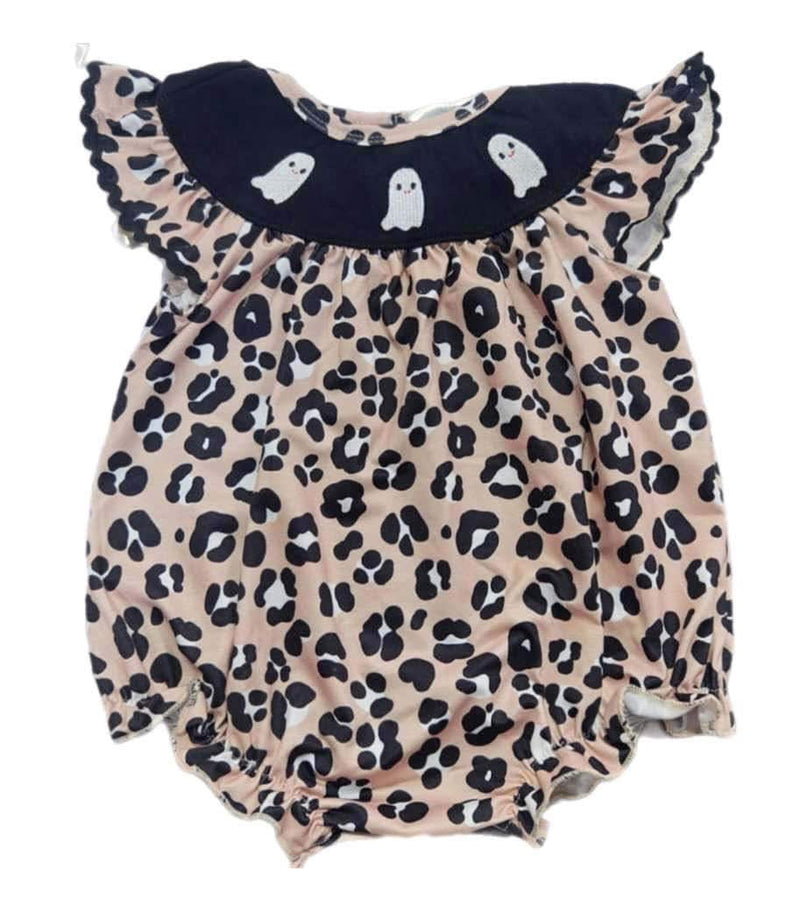 Leopard ghost embroidery Romper
