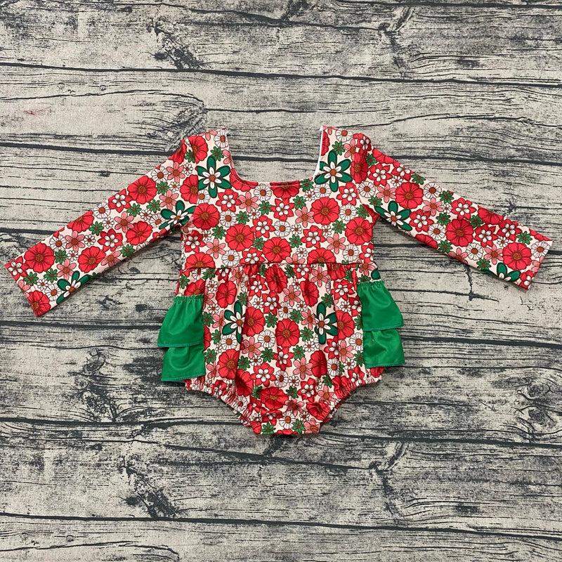 Christmas floral ruffle romper
