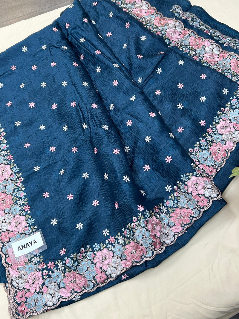 Crape silk saree