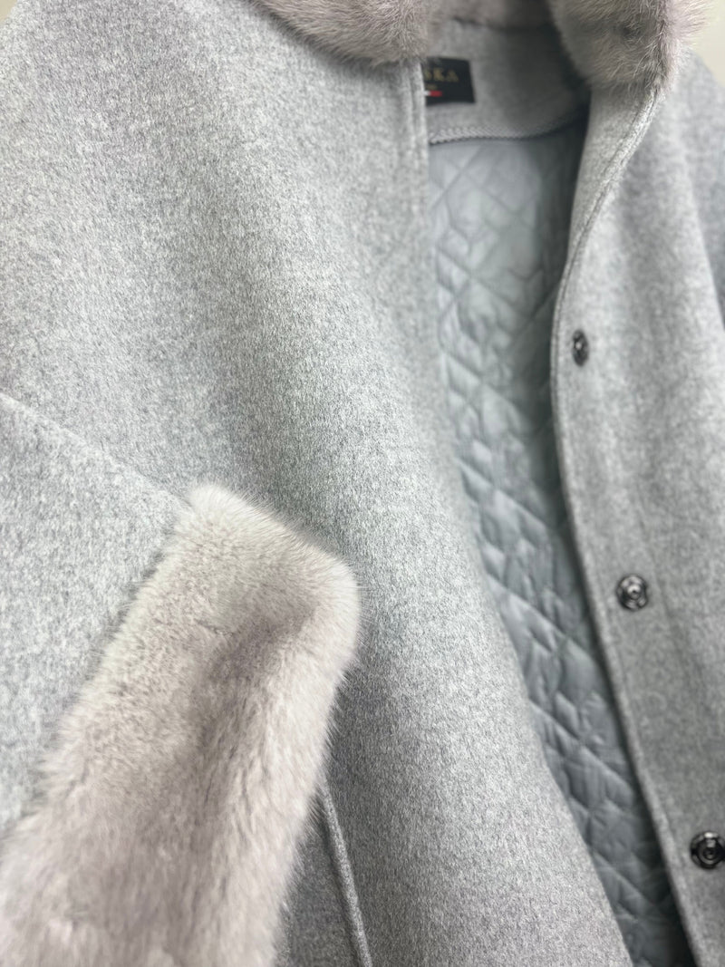 Genuine Scandinavian Mink Fur Virgin Wool Coat