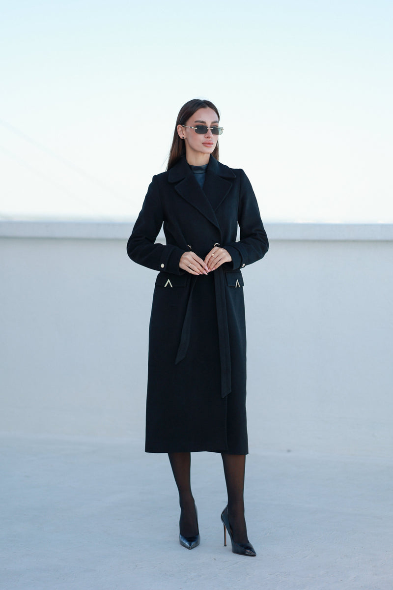 Alaska Classic Cashmere Blend Overcoat in Black