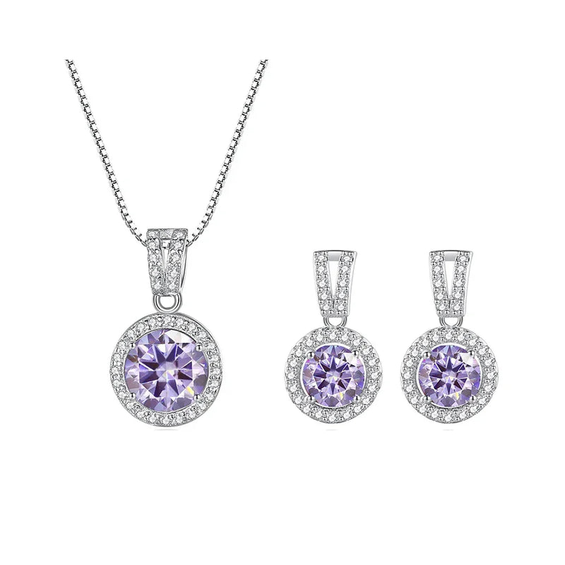 2Ct Moissanite Necklace Earrings Set Sterling Silver 925 Wedding Jewelry