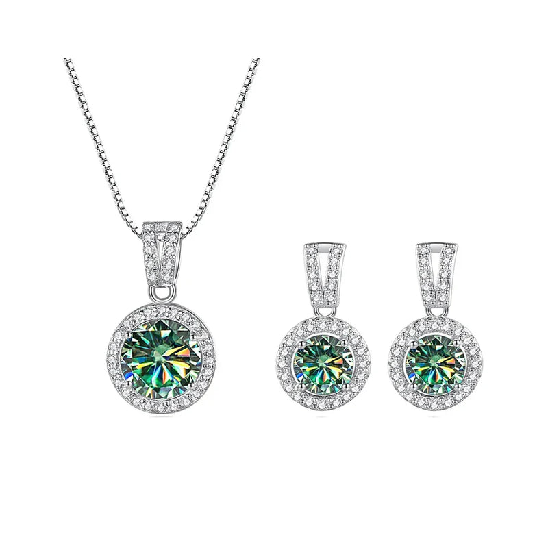 2Ct Moissanite Necklace Earrings Set Sterling Silver 925 Wedding Jewelry