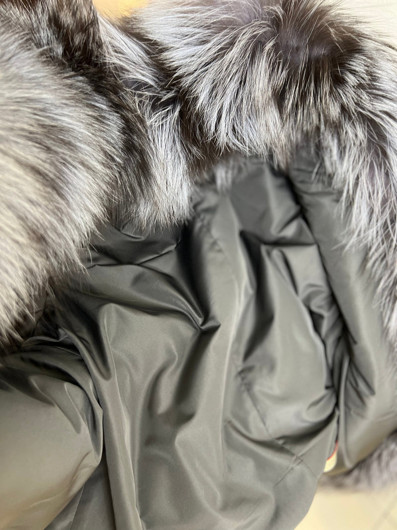 Genuine Silver Fox Fully Lined Hood Rabbit Insulated Parka