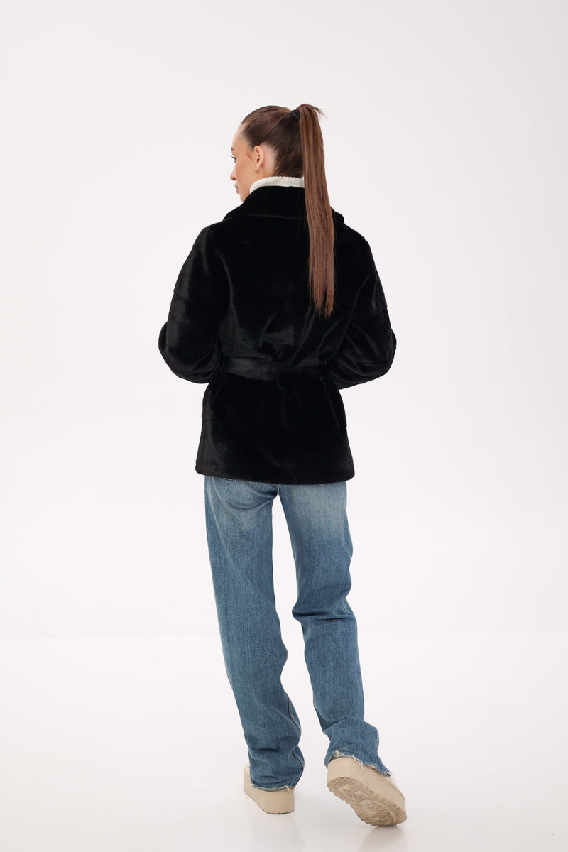 Faux Mink Effect Fur Coat