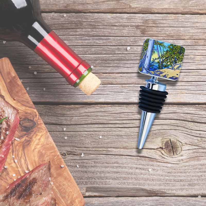 Wine Bottle Stopper: Rosie's Outlook, Lake Michigan, Beach, Lake