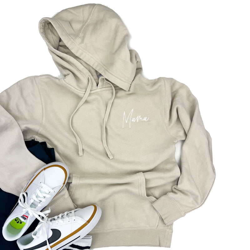 Embroidered PIGMENT HOODIE - Mama Signature (pocket) - Tone on Tone